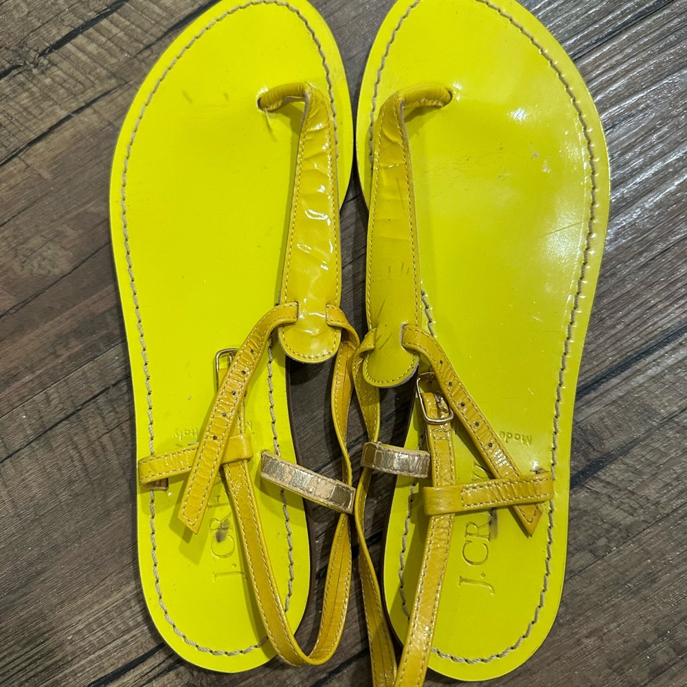 J. Crew Genuine patent leather Yellow Sandals,size 6,made in Italy